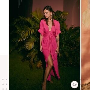 Free People Free-est Vintage Summer Midi‎ Dress Deep V Linen Blend Xsmall